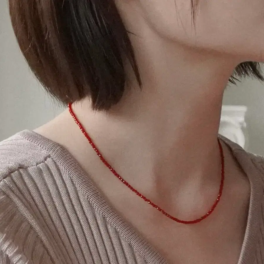 레드스피넬 원석 목걸이