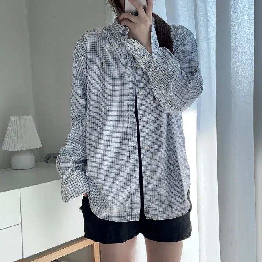 폴로 네이비블루 / 멀티포니 작은체크 셔츠 [ XL(18-20) ]