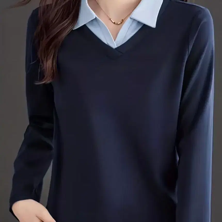 네이비 레이어드 긴팔 티셔츠.새상품