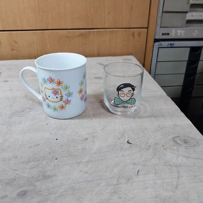 2000 산리오 헬로키티 머그컵, 땡큐 아빠 유리잔