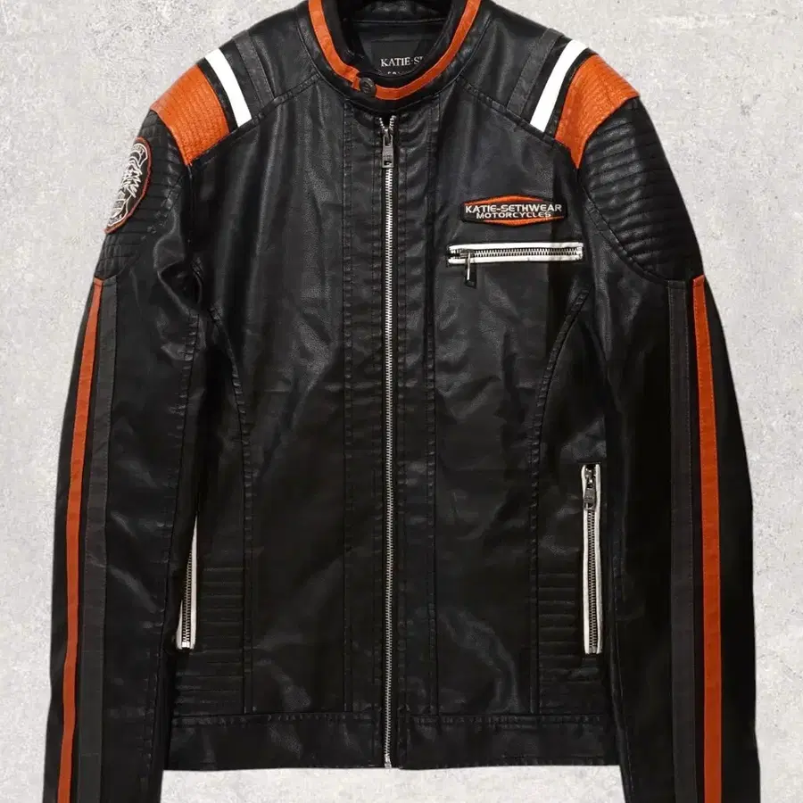 빈티지 Faux Leather 바이커 자켓