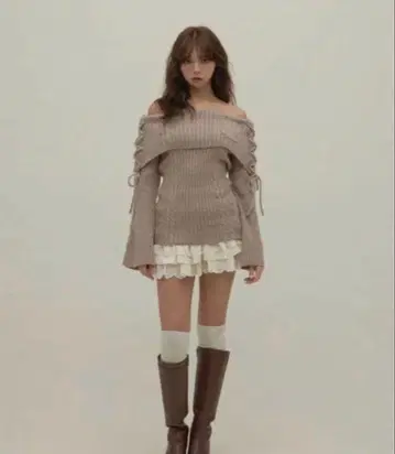 andmary Corrie 레이스 니트 셋업 mocha