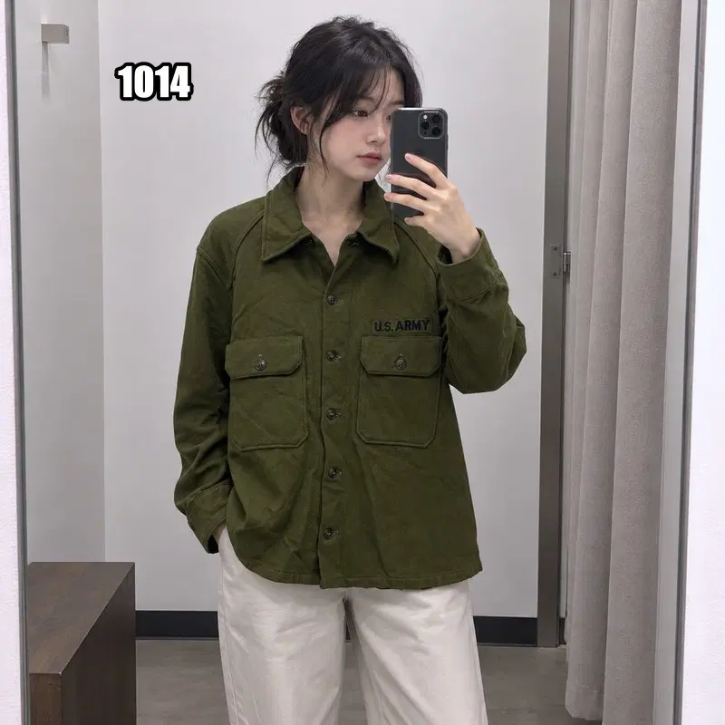 M U.S. ARMY 카키 밀리터리 셔츠 긴 팔 자켓