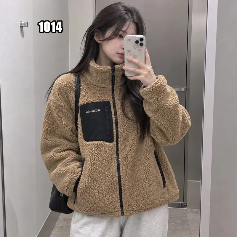 M 컬럼비아 브라운 블랙 포켓 플스 집업