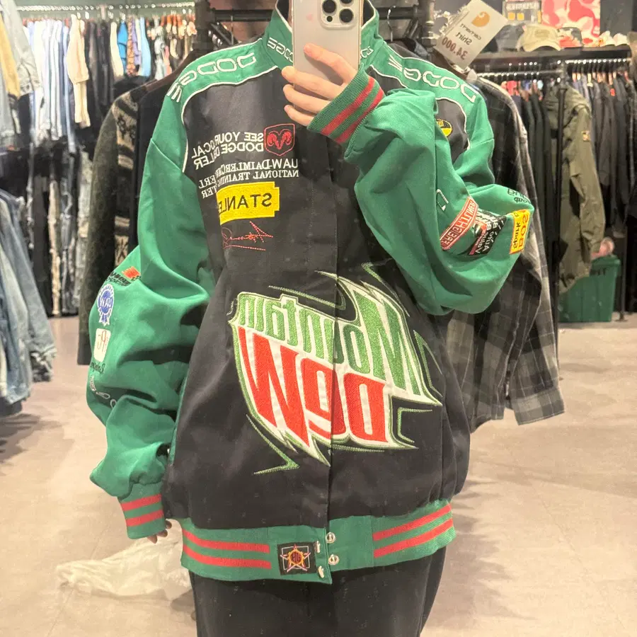 (270) 마운틴듀 자수 빈티지 바시티 자켓