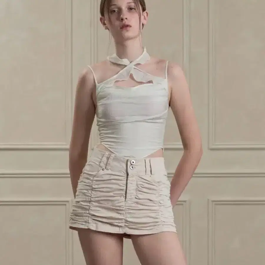페인오어플레져 미니 스커트 VIOLA MINI SKIRT cream