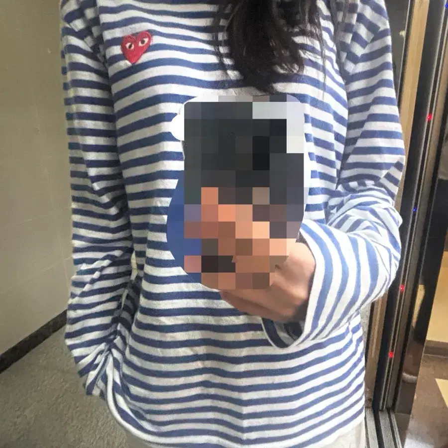 꼼데가르송 스트라이프 슬리브 티쳐츠