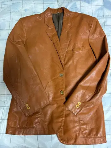 EQUILIBRIUM DESIGN 브라운 가죽 블레이저