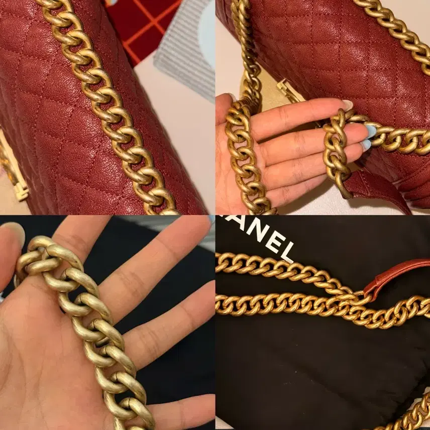 샤넬 보이백 미디움 버건디 금장 판매합니다 사진 5