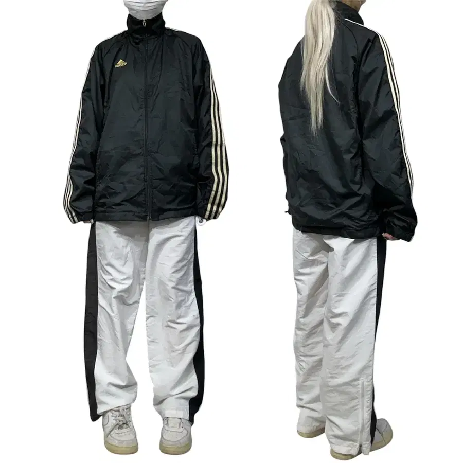 아디다스 블랙 삼선 오버핏 바람막이 트랙 자켓 M