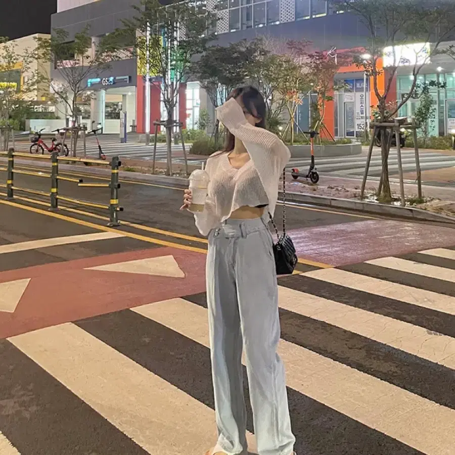 [미개봉 새상품]모디핏 투버튼 와이드팬츠 연청