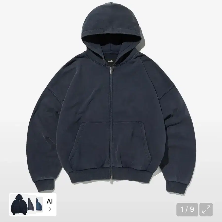 스웨이드 후드집업 washing navy cropped washed hood zip up