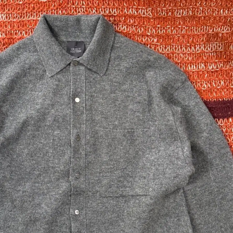 L-XL) 오버핏 그레이 니트 셔켓 셔츠 자켓