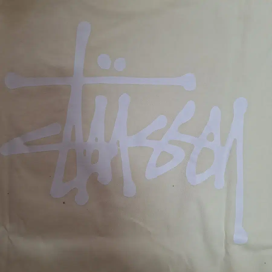 스투시 반팔티 크림  L 새상품 통 원단