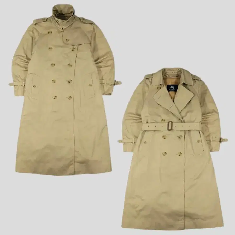 BURBERRY 버버리 베이지 탄 히든 노바체크 코튼블렌드 클래식 레글런 개버딘 더블 트렌치코트 롱코트 MADE IN ENGLAND S