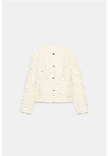 ZARA 스팽글 & 비쥬 레더 자켓 화이트 XS