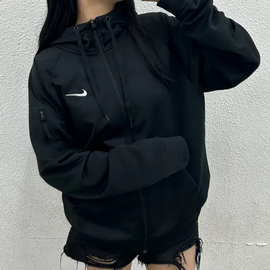 나이키 사이드지퍼 블랙 후드집업 XL