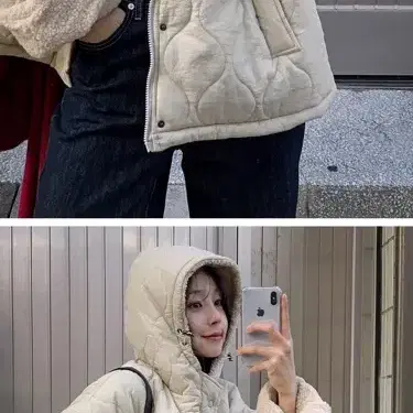 에이블리 양털 후드패딩