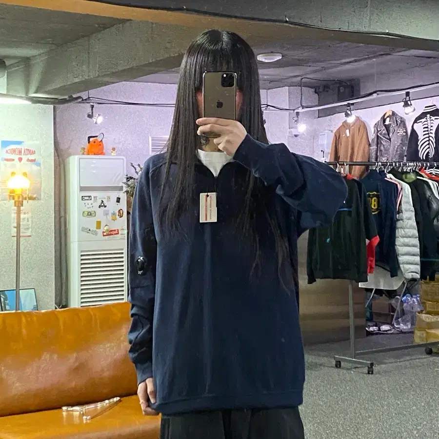 CP 컴퍼니 렌즈와펜 하프집업 네이비 스웨트셔츠B6258