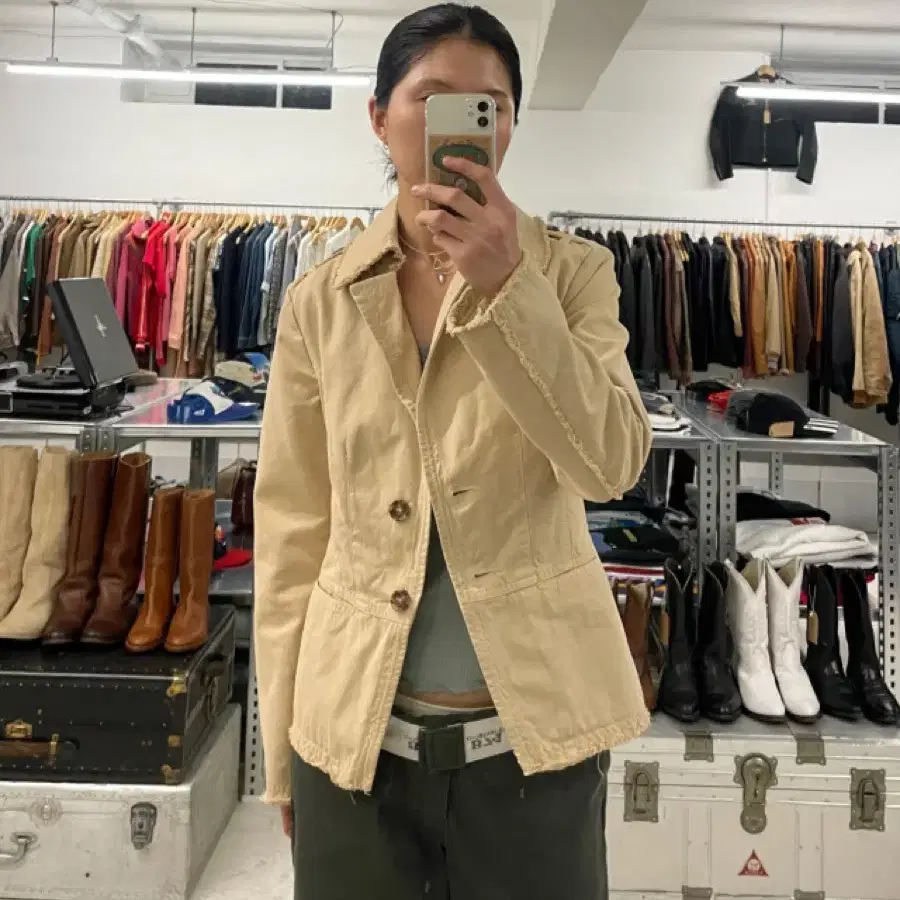 베네통 컷오프 숏 트렌치