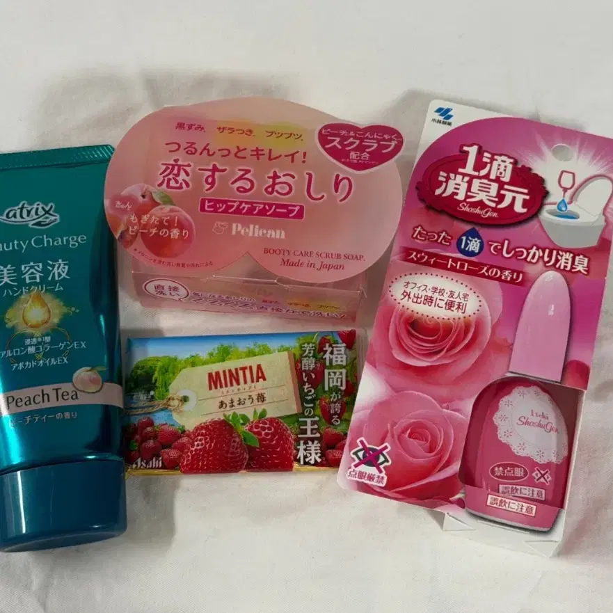 일본 뷰티템 (복숭아 비누,핸드크림,쇼수겐 변기탈취제,민티아)
