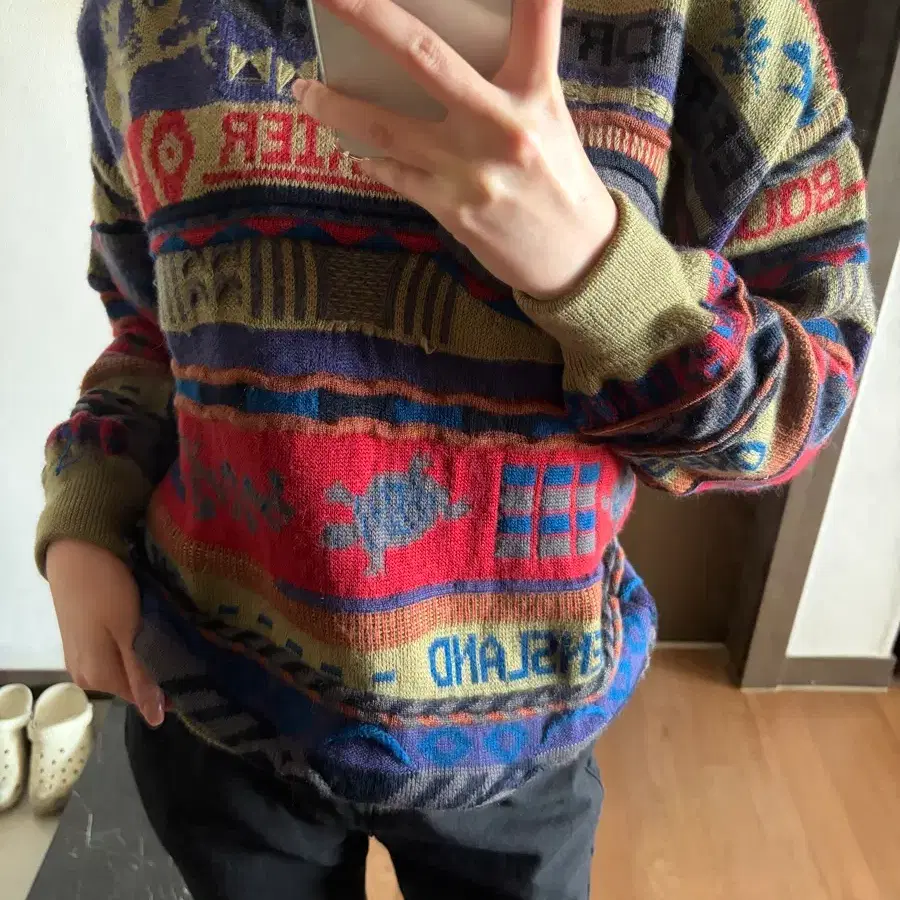 빈티지 보보리스 패턴 스웨터