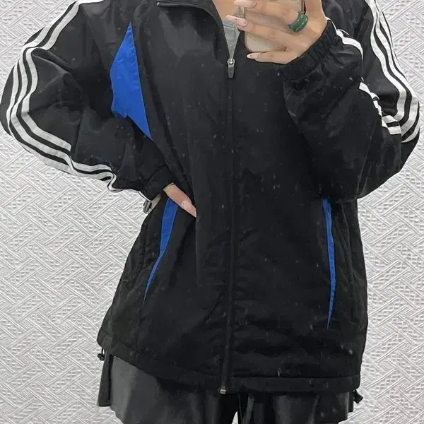 아디다스 빈티지 캐주얼 배색 라인 바람막이 자켓 100 C15636