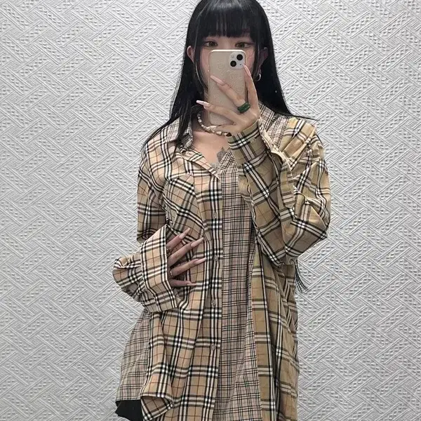 아조바이아조 빈티지 아방핏 패치워크 언발 체크 셔츠 110 S00111