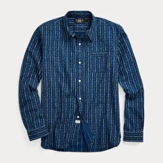 RRL 인디고 프린트 워크셔츠 M