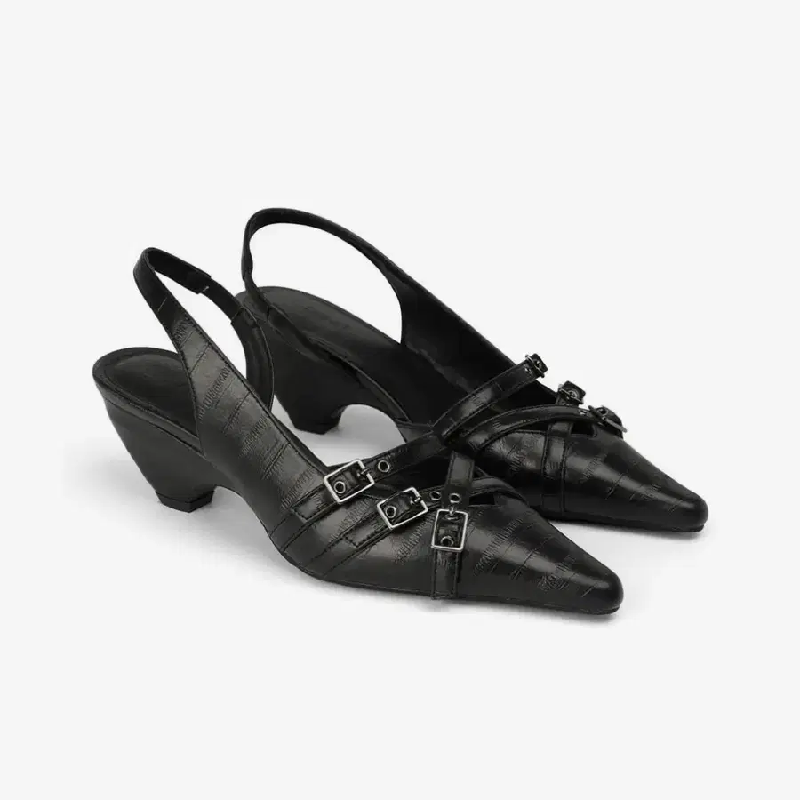 다이닛 버클 스트랩 슬링백 BUCKLE STRAP SLINGBACKS IN BLACK
