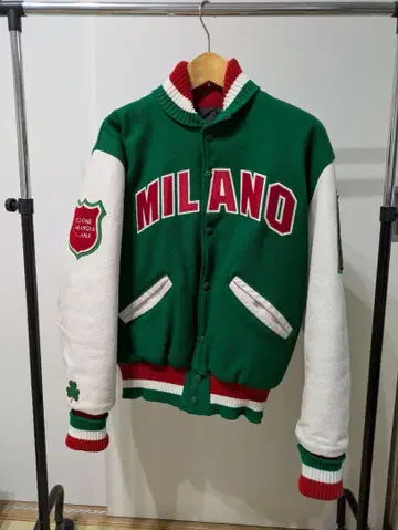 MILANO 바시티 자켓 그린 x 화이트