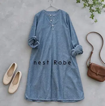 nest Robe 네스트로브 코튼 데님 헨리넥 원피스