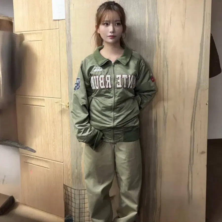 빈티지 캔터베리 오브 뉴질랜드 코듀로이 칼라 나일론 블루종 카키 자켓