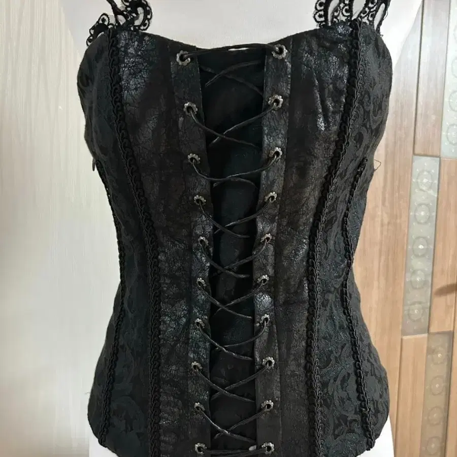 PUNK RAVE 펑크레이브 고전 고스고딕 코르셋 빈티지 대장템 블랙 레이스 탑