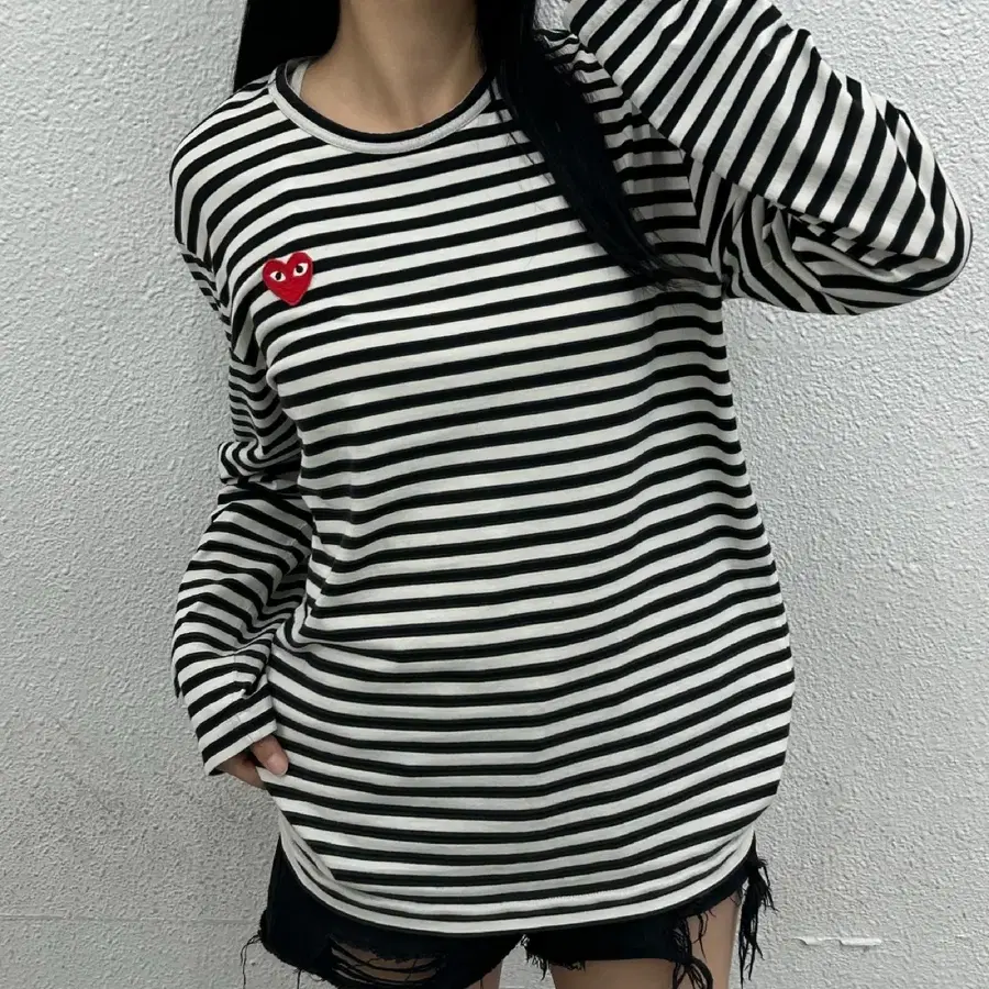 꼼데가르송 하트와펜 블랙 단가라 롱슬리브 XL