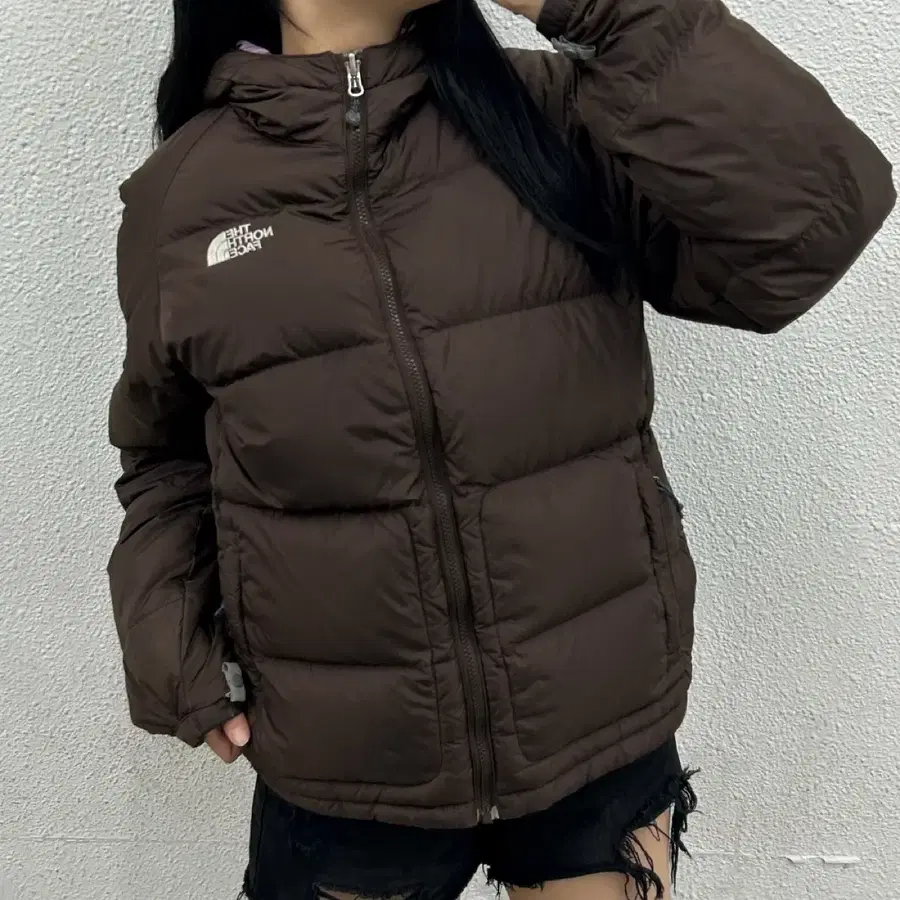 노스페이스 700 로고 브라운 패딩 L