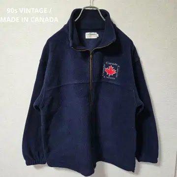 90s 캐나다제 UNIVERSAL 메이플 리프 자수 플리스 L~XL