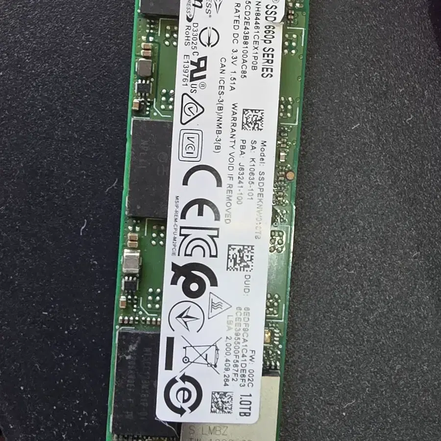 인텔 SSD 660p 1TB NVMe M.2 2280 SSDPEKNW010T8
