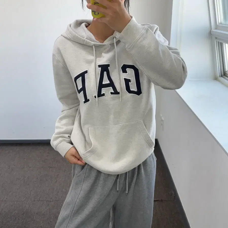 Gap 갭 네이비 로고 멜란지 후드티