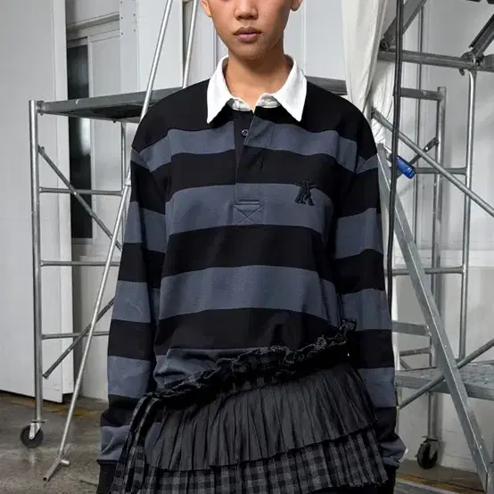오픈와이와이 open yy STRIPE TRIM RUGBY SHIRT 럭비 셔츠
