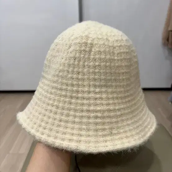 보들보들 와플 짜임 니트 벙거지 모자 베이지