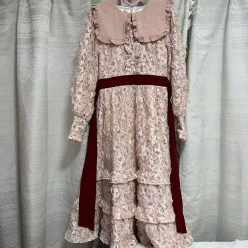 빈티지 프릴 칼라 꽃무늬 롱 원피스