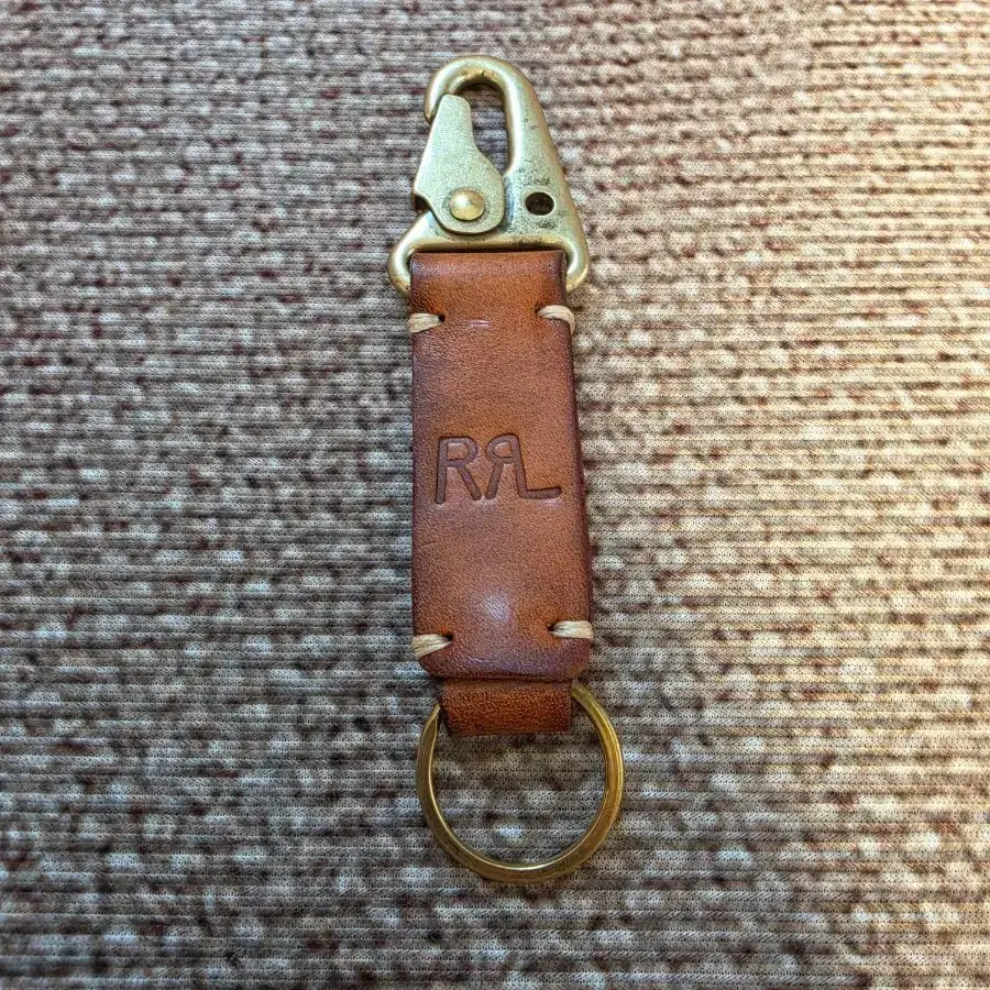 RRL 더블알엘 레더 브라스 세일러 클립 키링