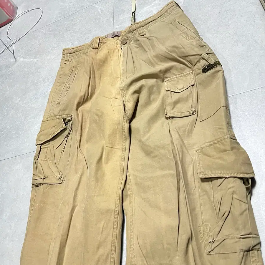 [34] 00s AMX 빈티지 에이징 페이딩 데미지 와이드 카고 팬츠 바지