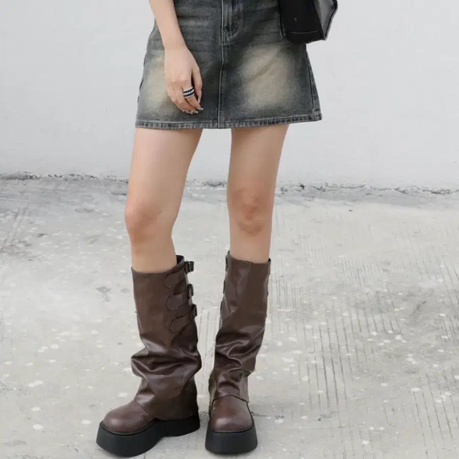 더레이디 라운드토 통굽 롱부츠 키높이