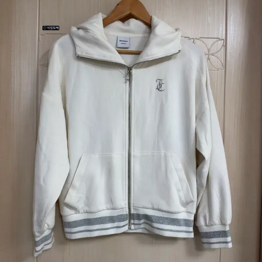 쥬시꾸뛰르(Juicy Couture) 정품 화이트 실버 글리터 후드 집업 자켓 (S/90)