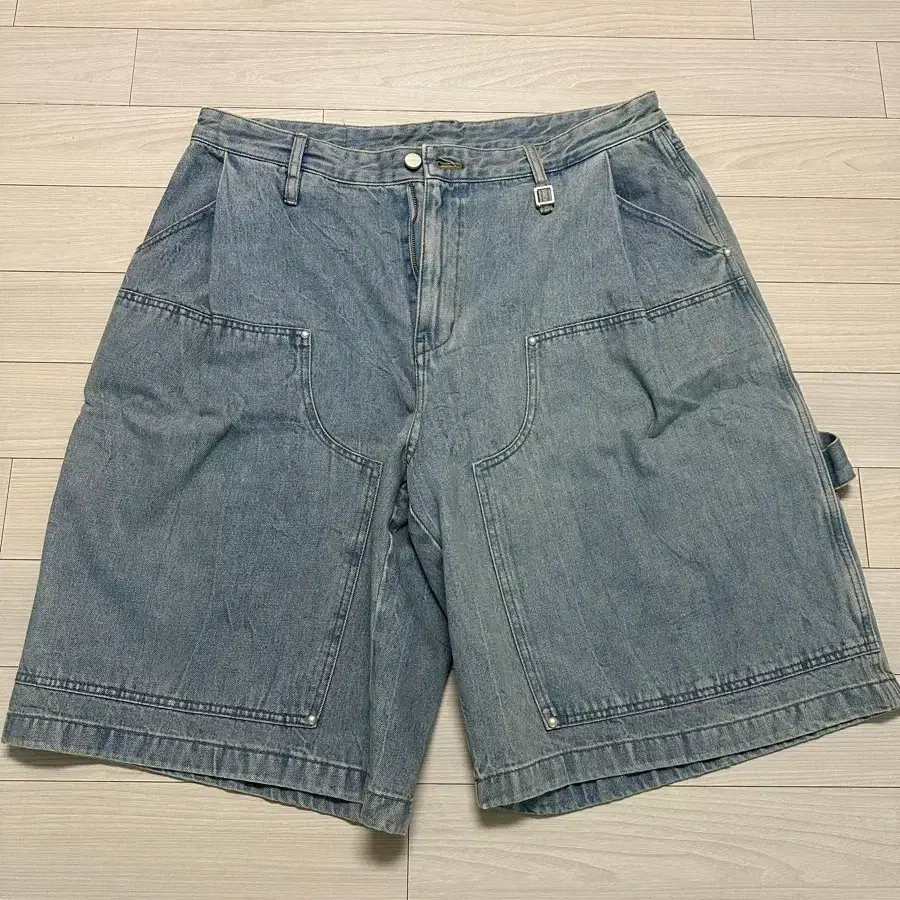 (52) 우영미 25ss 블루 더블니 데님 쇼츠