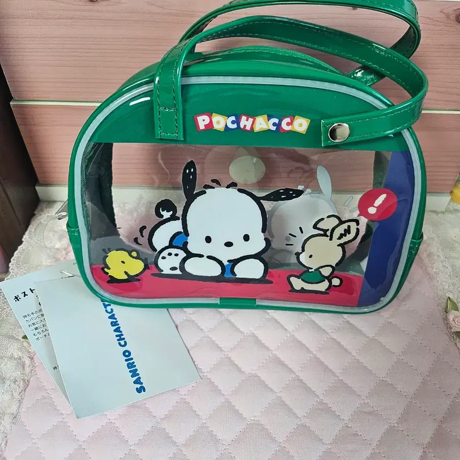 (일본정품) 산리오 포차코 손잡이 투명 파우치