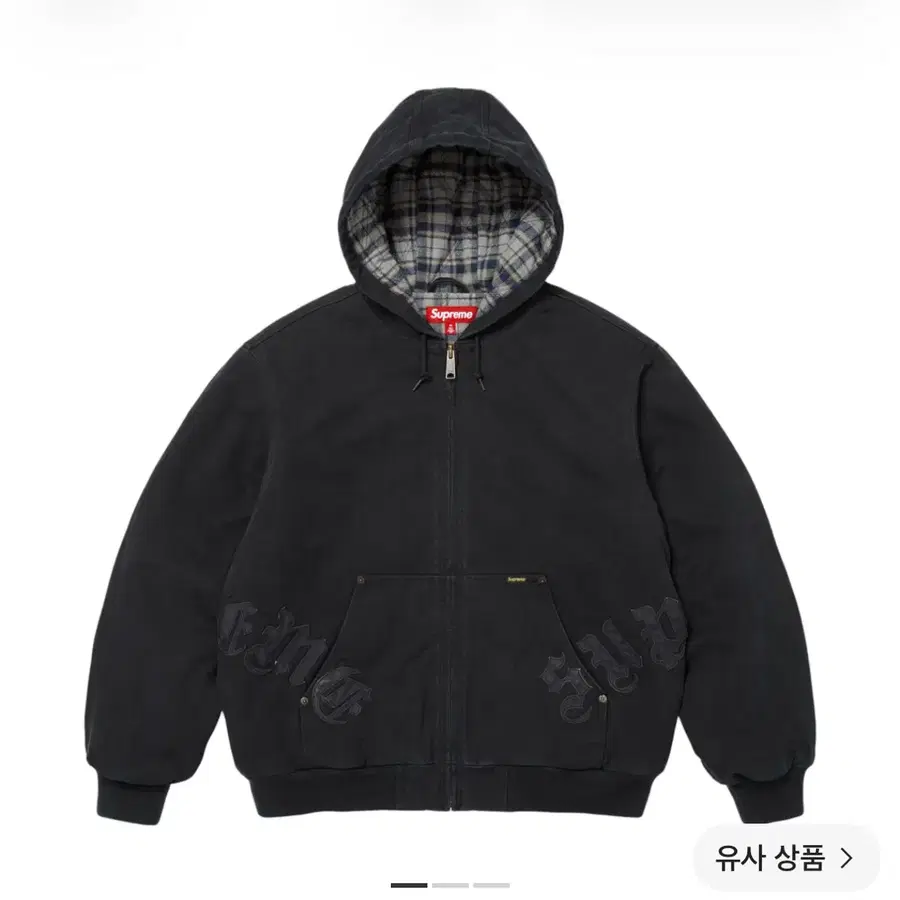 슈프림 레더 아플리케 후드 워크 자켓 블랙 - 26FW