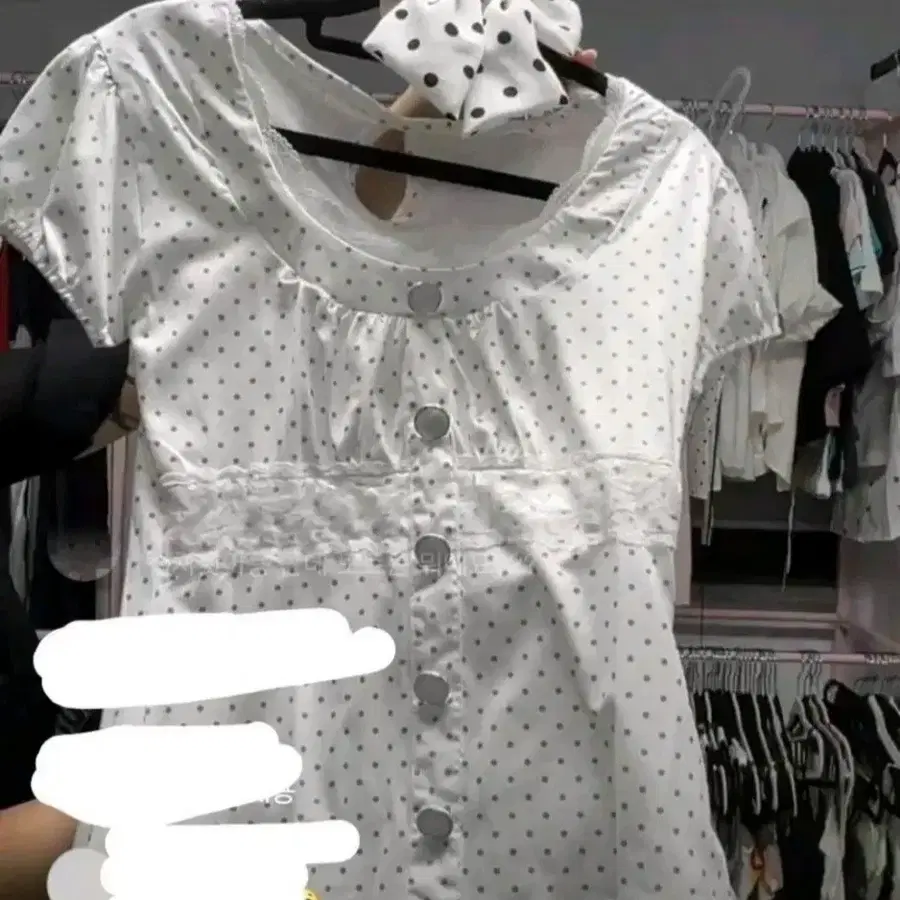 딸기부티크 도트 에겐 상의 + 도트 헤어리본